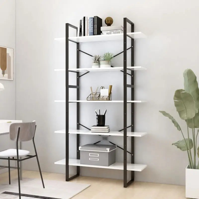 Moderne boekenkast van bewerkt hout met metalen frame inclusief levering bevat - Wit / 1 / 100 cm - Boekenkasten