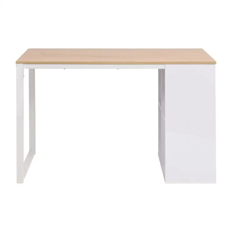 Moderne bureau met bewerkt hout en stalen poten voor kantoor of studeerkamer - Bureaus