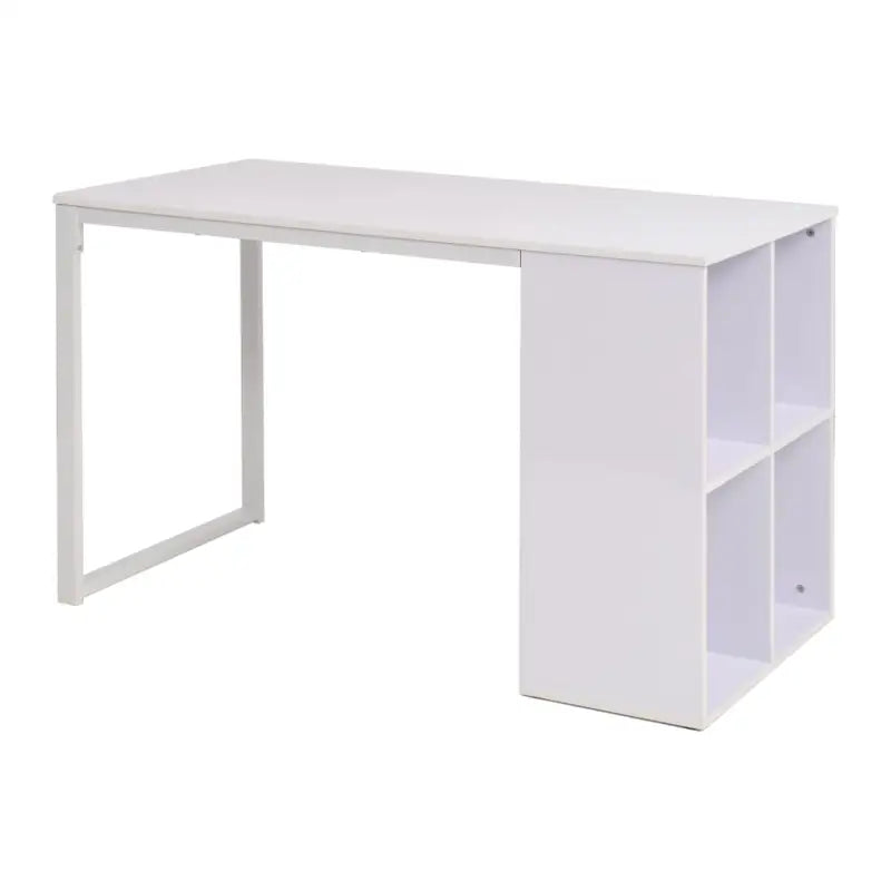 Moderne bureau met bewerkt hout en stalen poten voor kantoor of studeerkamer - Wit - Bureaus