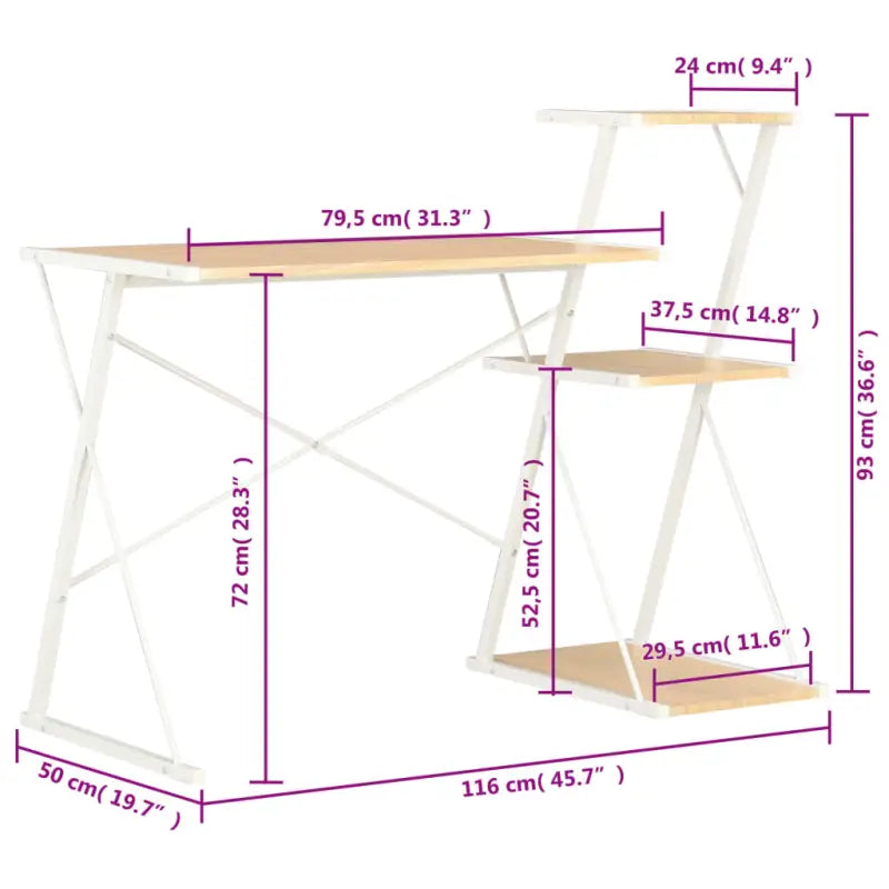 Moderne bureau met praktisch schap en stevige planken - Bureaus