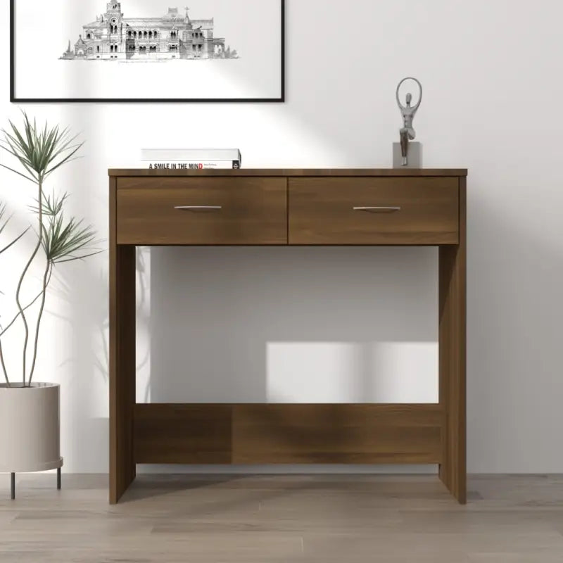 Moderne Bureau van bewerkt hout met eenvoudig schoon te maken oppervlak - bruin eikenkleur - Bureaus
