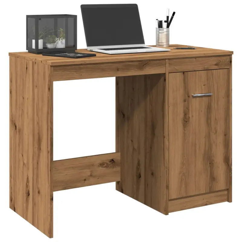 Moderne bureau van bewerkt hout voor een strakke studie- of werkplek - artisanaal eikenkleurig - Bureaus