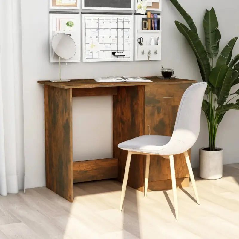 Moderne bureau van bewerkt hout voor studeer- en werkruimtes - Gerookt eiken - Bureaus