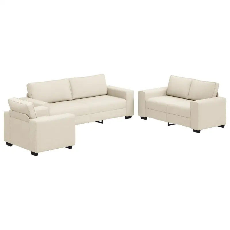 Moderne Crèmekleurige Multi-Zitbank Set met Zwart Frame - Banken