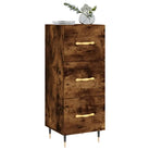 Moderne dressoir met bewerkt hout en metalen poten in gerookt eiken - Dressoirs & buffetkasten