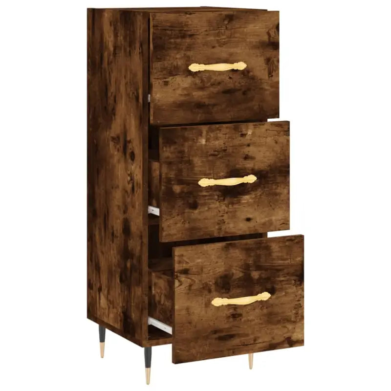 Moderne dressoir met bewerkt hout en metalen poten in gerookt eiken - Dressoirs & buffetkasten