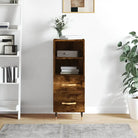 Moderne dressoir met bewerkt hout en metalen poten voor een tijdloze uitstraling - Gerookt eiken / 1 - Dressoirs &