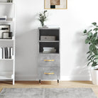 Moderne dressoir met bewerkt hout en metalen poten voor een tijdloze uitstraling - Betongrijs / 1 - Dressoirs &