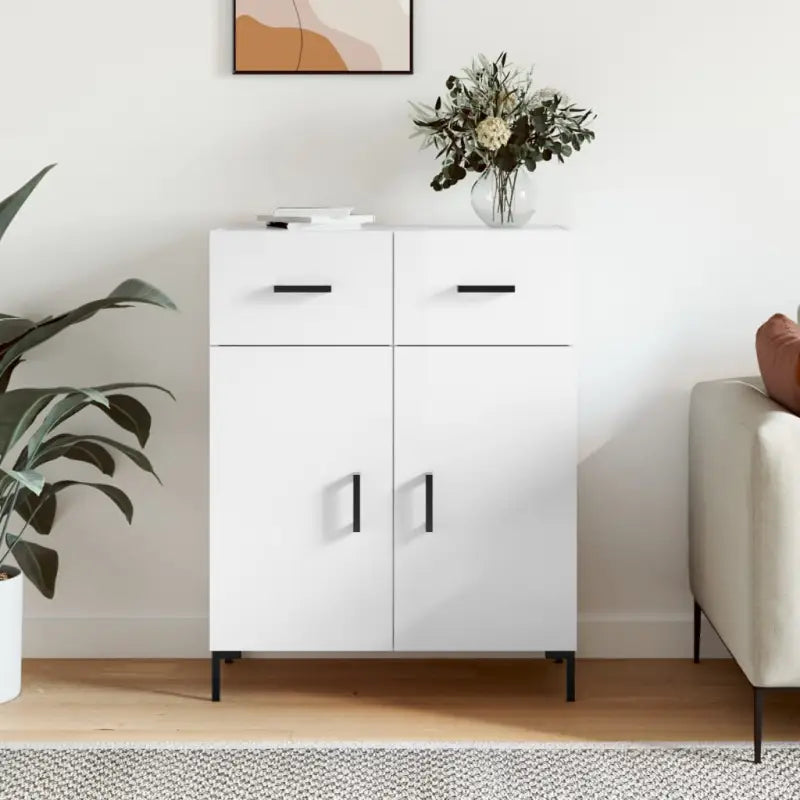 Moderne dressoir met bewerkt hout en metalen poten voor een tijdloze uitstraling - Hoogglans wit / 1 - Dressoirs &