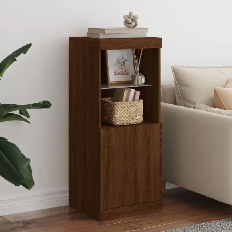 Moderne dressoir met LED-verlichting en duurzaam bewerkt hout - bruin eikenkleur / 1 - Dressoirs & buffetkasten