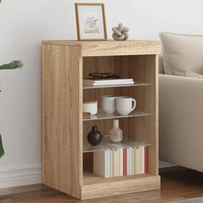 Moderne dressoir met LED-verlichting en duurzaam bewerkt hout - Sonoma eiken / 1 - Dressoirs & buffetkasten