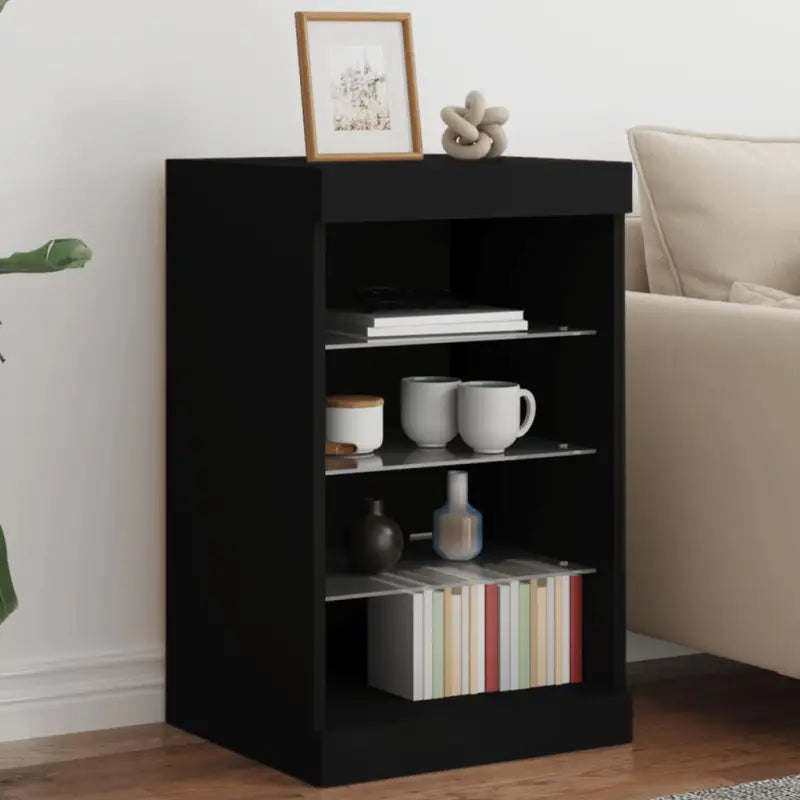 Moderne dressoir met LED-verlichting en duurzaam bewerkt hout - Zwart / 1 - Dressoirs & buffetkasten