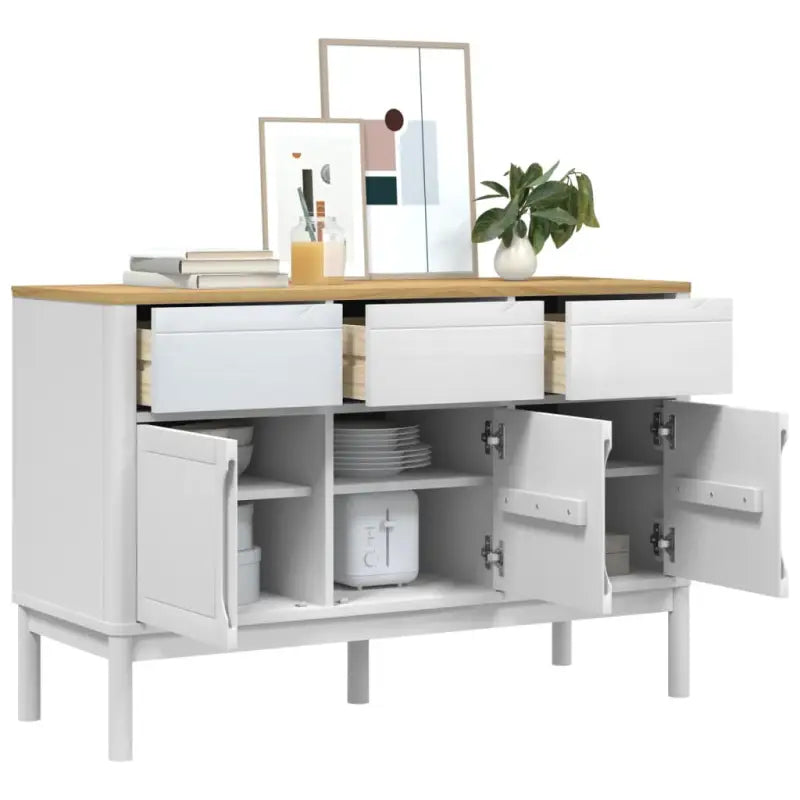 Moderne dressoir met massief grenenhout en houten poten - Dressoirs & buffetkasten
