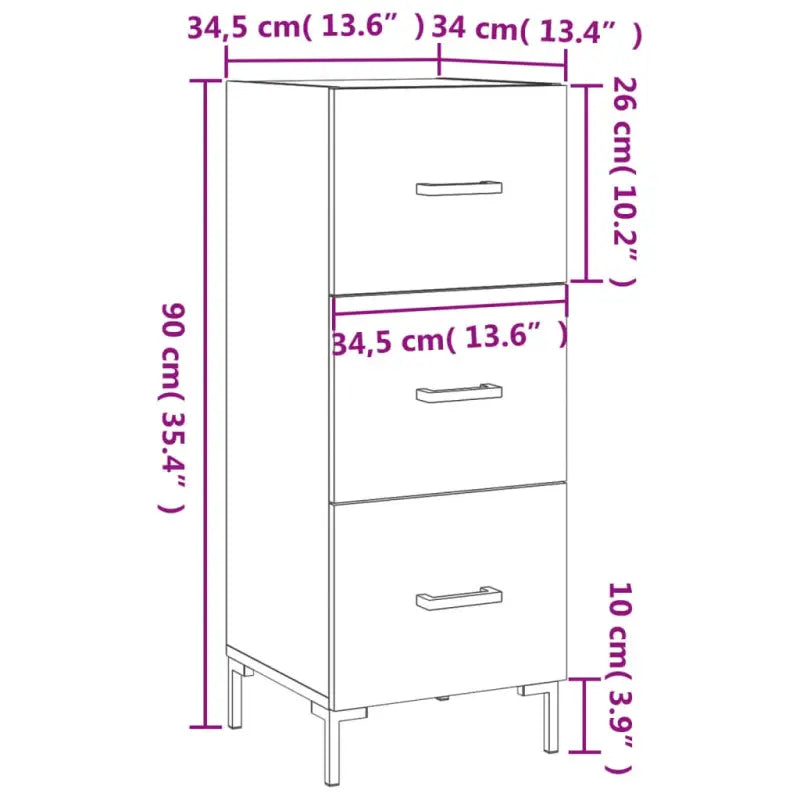 Moderne Dressoir met Metalen Poten en Behandeld Hout - Dressoirs & buffetkasten