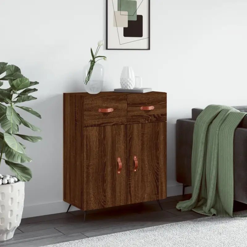 Moderne dressoir met metalen poten en bewerkt hout - Bruineiken / 1 - Dressoirs & buffetkasten
