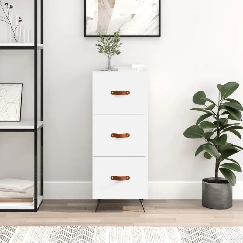 Moderne dressoir met metalen poten en bewerkt hout voor een tijdloze look - Wit / 1 - Dressoirs & buffetkasten