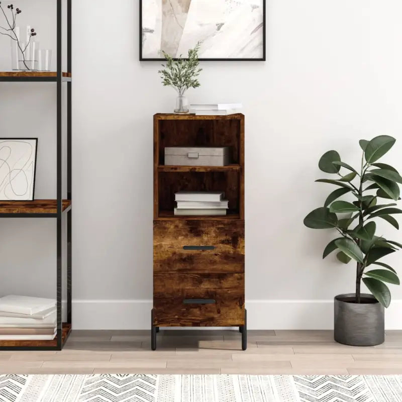 Moderne dressoir met metalen poten en bewerkt hout voor een tijdloze uitstraling - Gerookt eiken / 1 - Dressoirs &