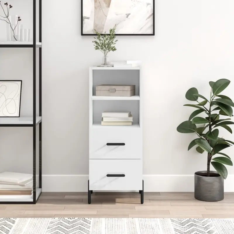 Moderne dressoir met metalen poten en bewerkt hout voor een tijdloze uitstraling - Hoogglans wit / 1 - Dressoirs &