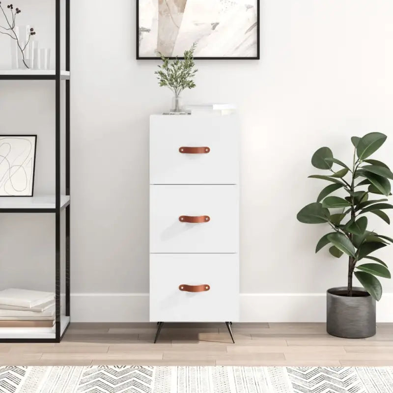 Moderne dressoir met metalen poten en bewerkt hout voor een tijdloze look - Hoogglans wit / 1 - Dressoirs & buffetkasten