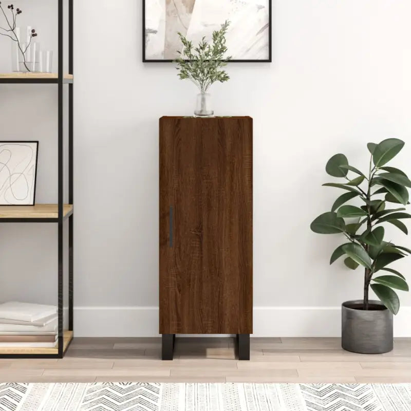 Moderne dressoir met metalen poten en bewerkt hout voor een tijdloze look - Bruineiken / 1 - Dressoirs & buffetkasten