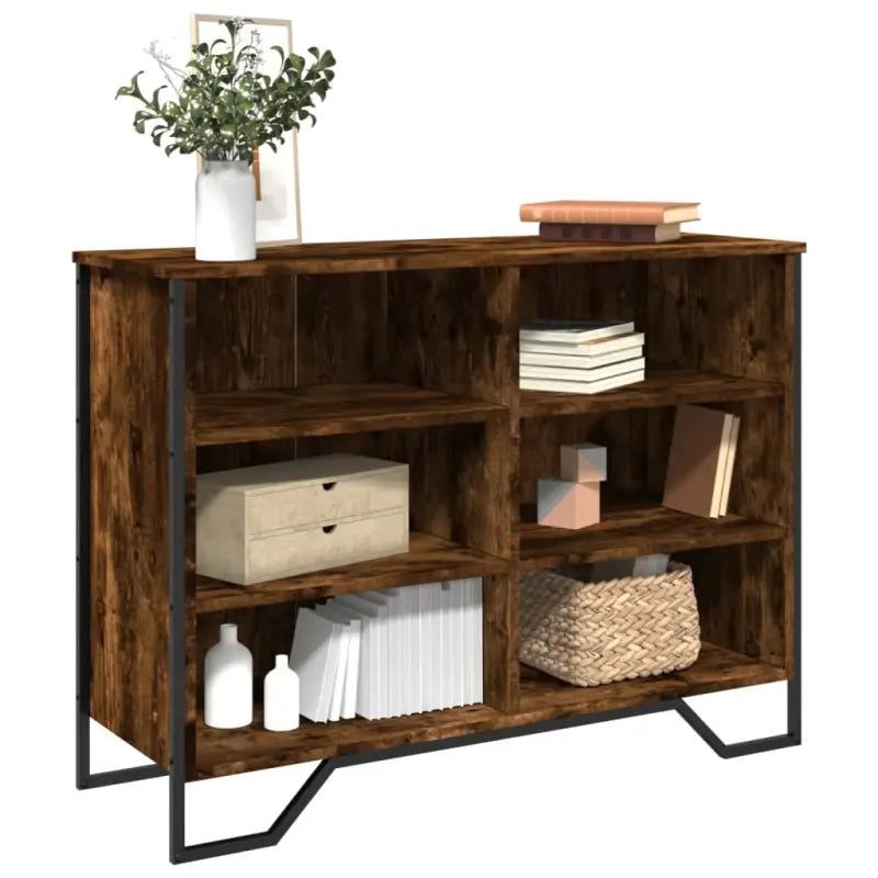 Moderne dressoir met metalen poten en bewerkt hout voor een tijdloze uitstraling - Gerookt eiken / 1 / 101 cm