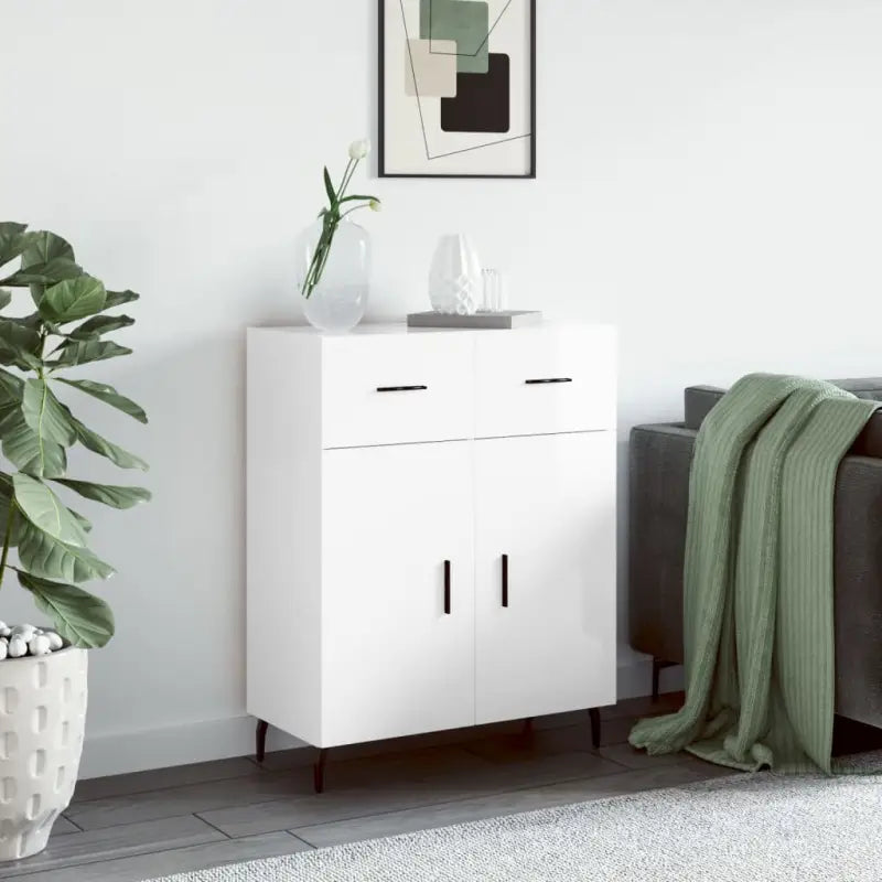 Moderne dressoir met metalen poten en bewerkt hout voor een tijdloze look - Hoogglans wit / 1 - Dressoirs & buffetkasten