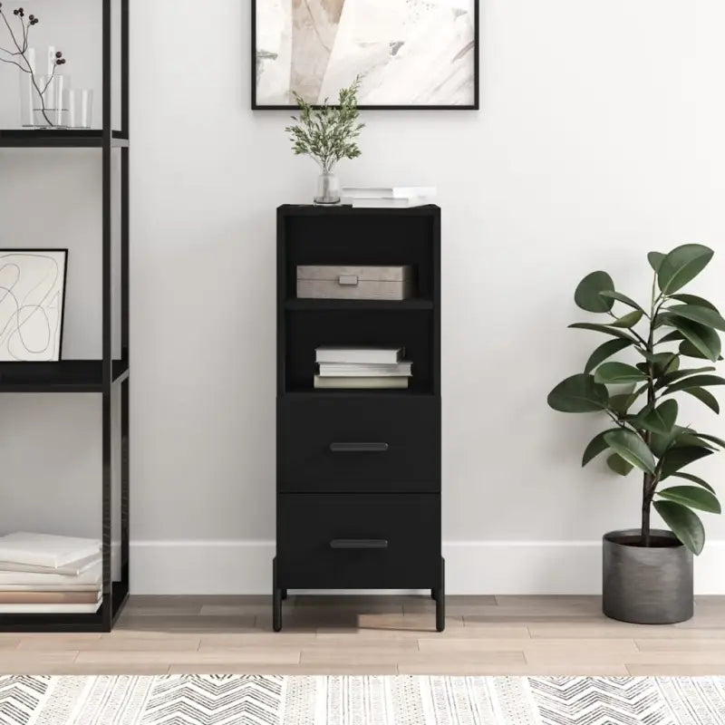 Moderne dressoir met metalen poten en bewerkt hout voor een tijdloze uitstraling - Zwart / 1 - Dressoirs & buffetkasten