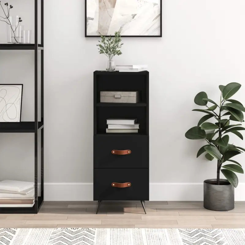 Moderne dressoir met metalen poten en bewerkt hout voor een tijdloze uitstraling - Zwart / 1 - Dressoirs & buffetkasten