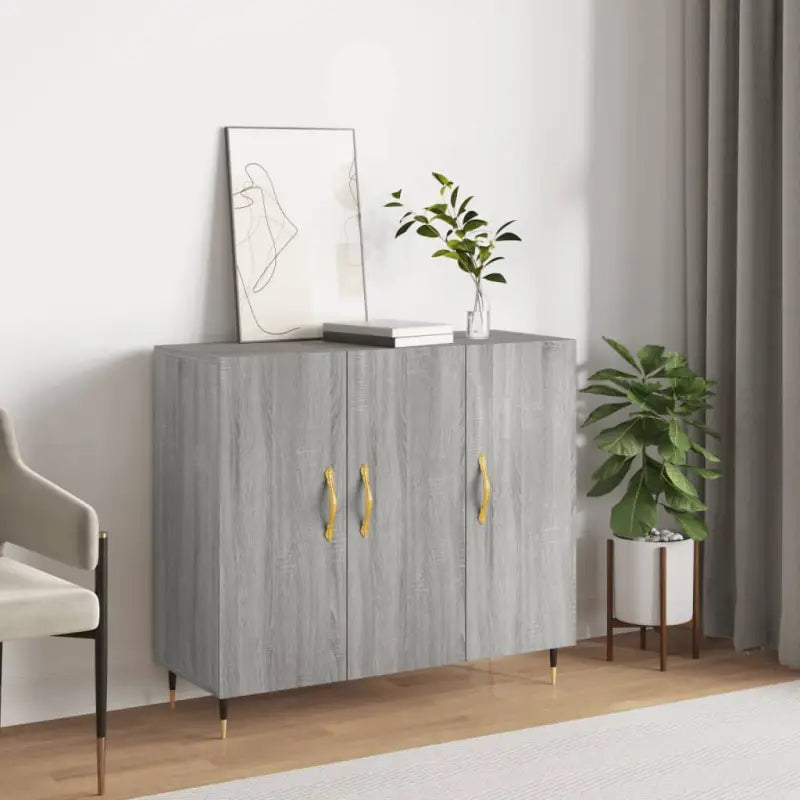 Moderne dressoir met metalen poten en bewerkt hout voor je huis - Grijs sonoma / 1 - Dressoirs & buffetkasten