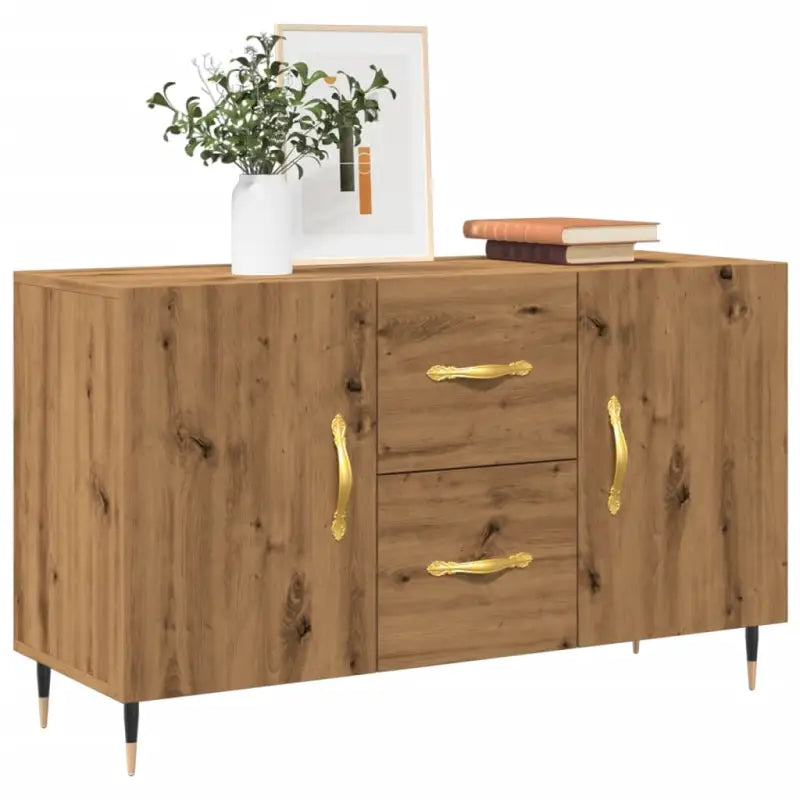 Moderne dressoir met metalen poten en bewerkt hout voor thuis - artisanaal eikenkleurig / 1 - Dressoirs & buffetkasten