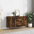 Moderne dressoir met metalen poten en bewerkt hout voor thuis - Gerookt eiken / 1 - Dressoirs & buffetkasten