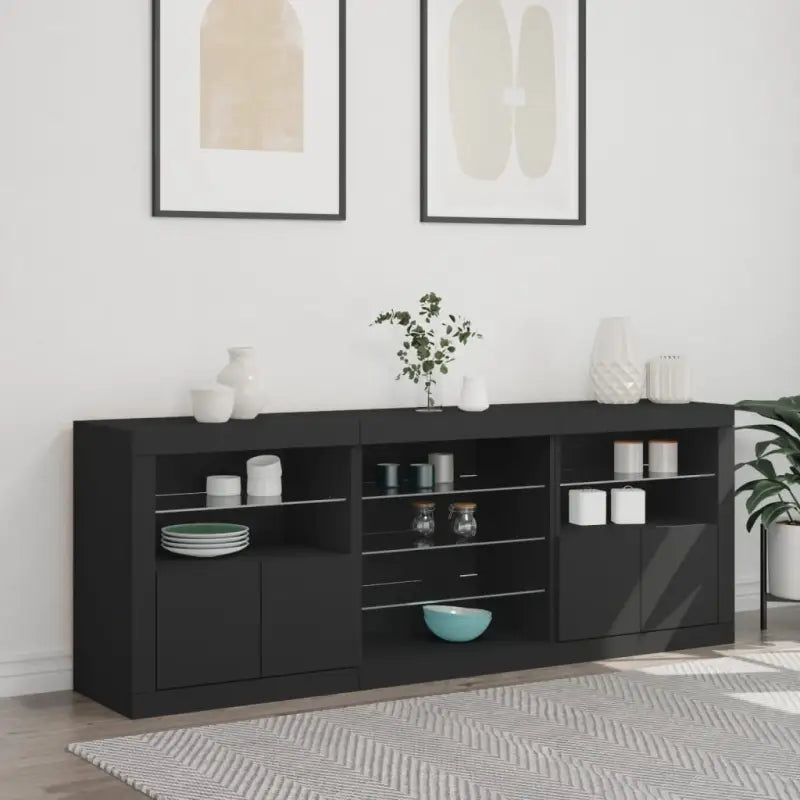 Moderne dressoir met RGB LED-verlichting en duurzaam bewerkt hout - Dressoirs & buffetkasten