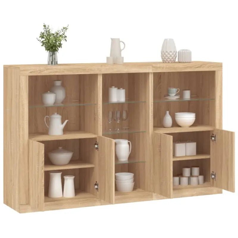 Moderne dressoir met rgb led-verlichting en duurzaam bewerkt hout - Sonoma eiken / 1 - Dressoirs & buffetkasten