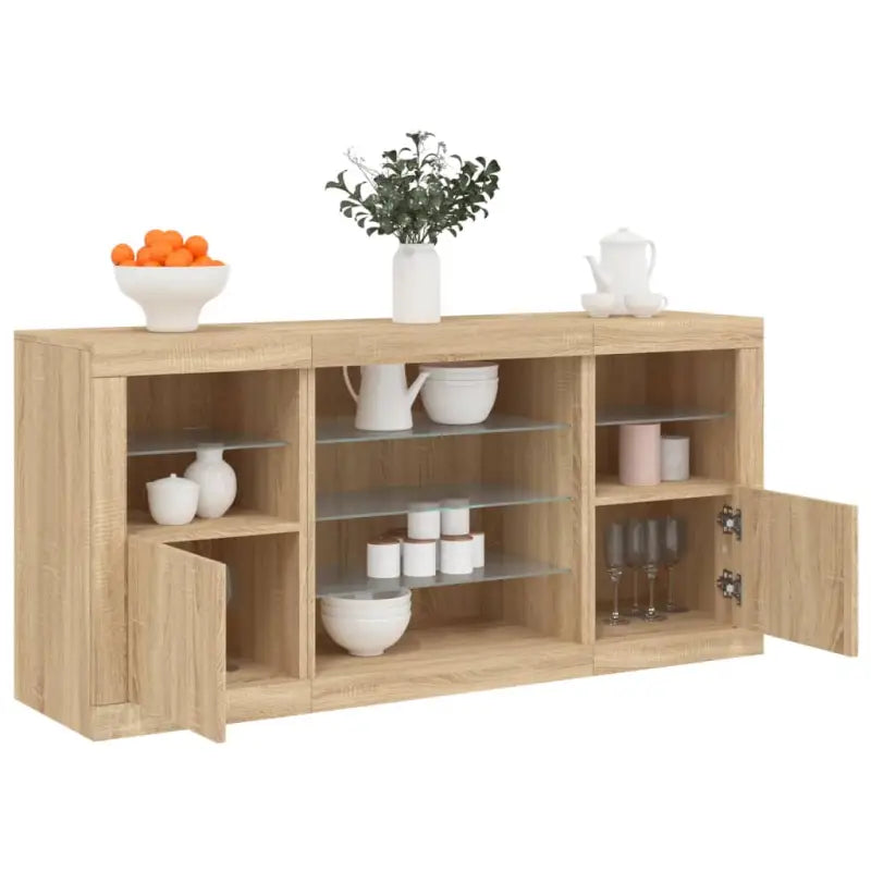 Moderne dressoir met rgb led-verlichting en duurzaam bewerkt hout - Sonoma eiken / 1 - Dressoirs & buffetkasten