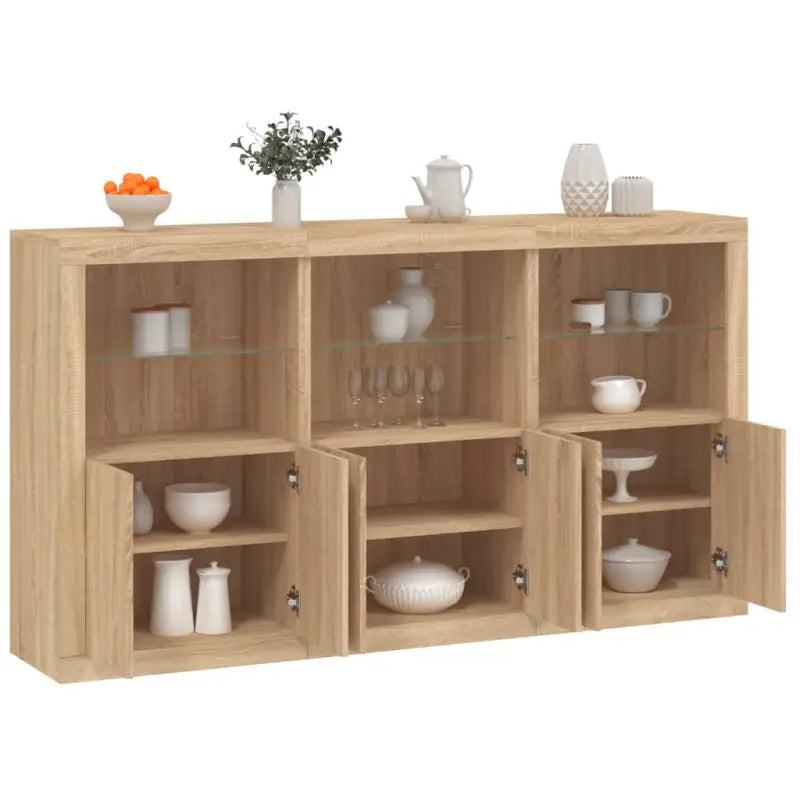 Moderne dressoir met rgb led-verlichting en duurzaam bewerkt hout - Sonoma eiken / 1 - Dressoirs & buffetkasten