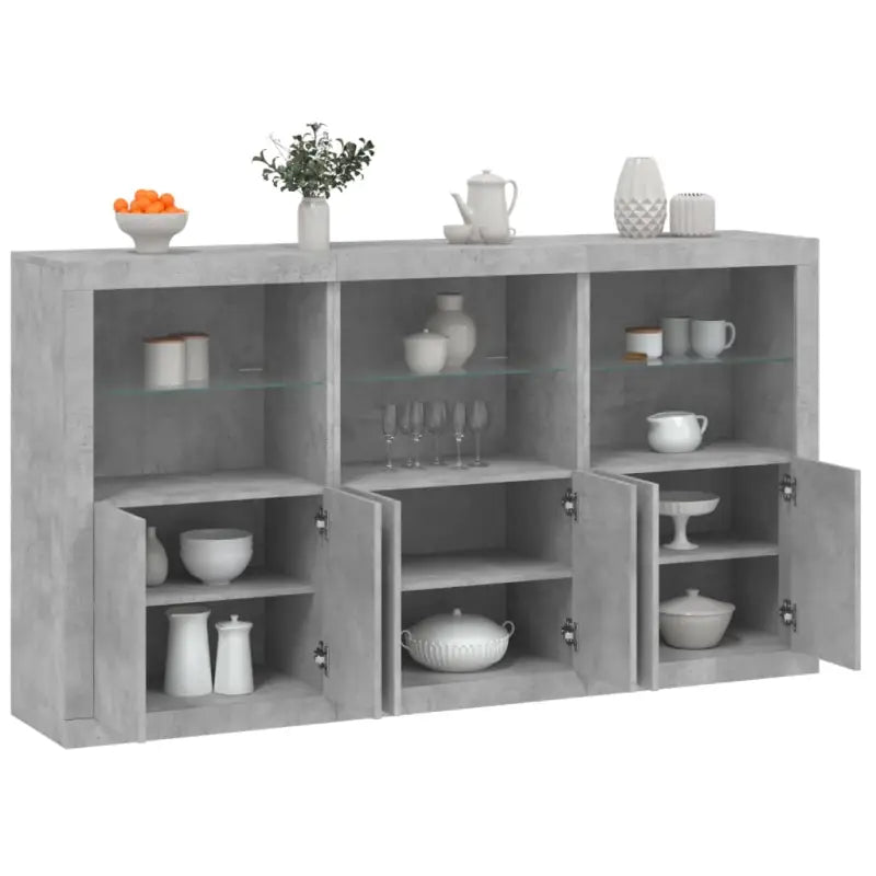 Moderne dressoir met rgb led-verlichting en duurzaam bewerkt hout - Betongrijs / 1 - Dressoirs & buffetkasten