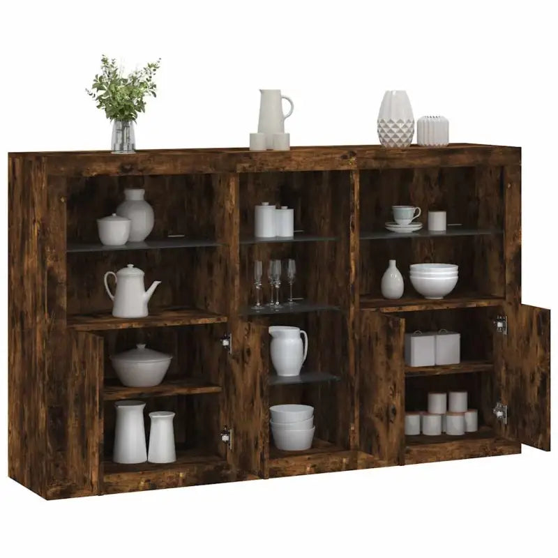 Moderne dressoir met rgb led-verlichting en duurzaam bewerkt hout - Gerookt eiken / 1 - Dressoirs & buffetkasten