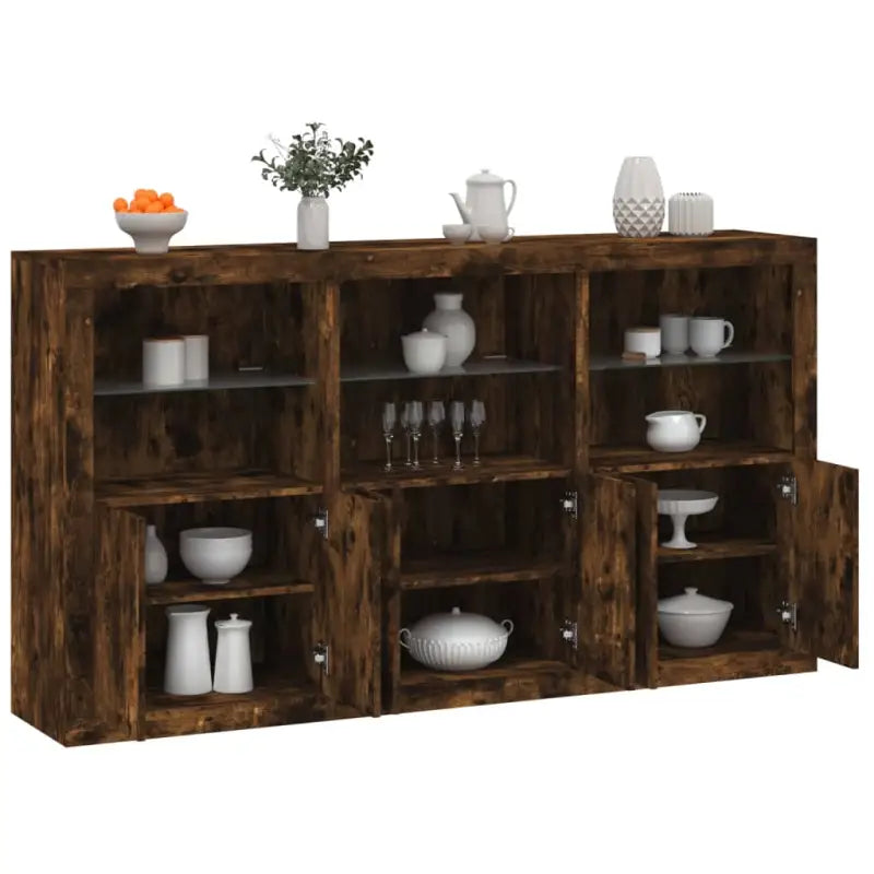 Moderne dressoir met rgb led-verlichting en duurzaam bewerkt hout - Gerookt eiken / 1 - Dressoirs & buffetkasten