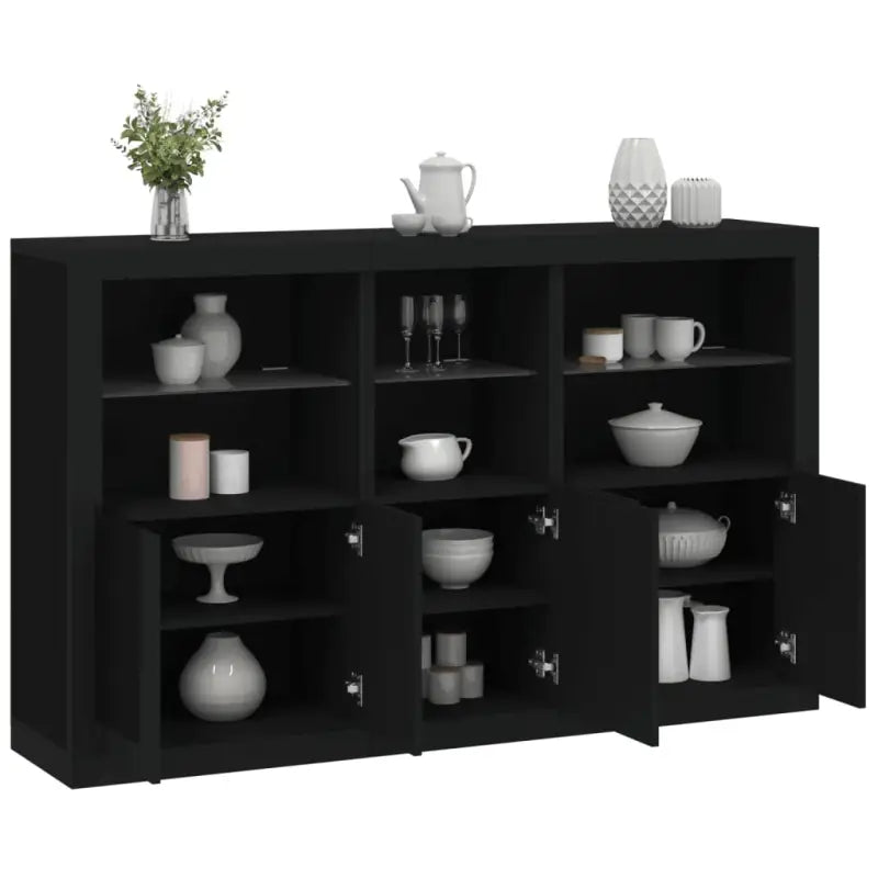 Moderne dressoir met rgb led-verlichting en duurzaam bewerkt hout - Zwart / 1 - Dressoirs & buffetkasten