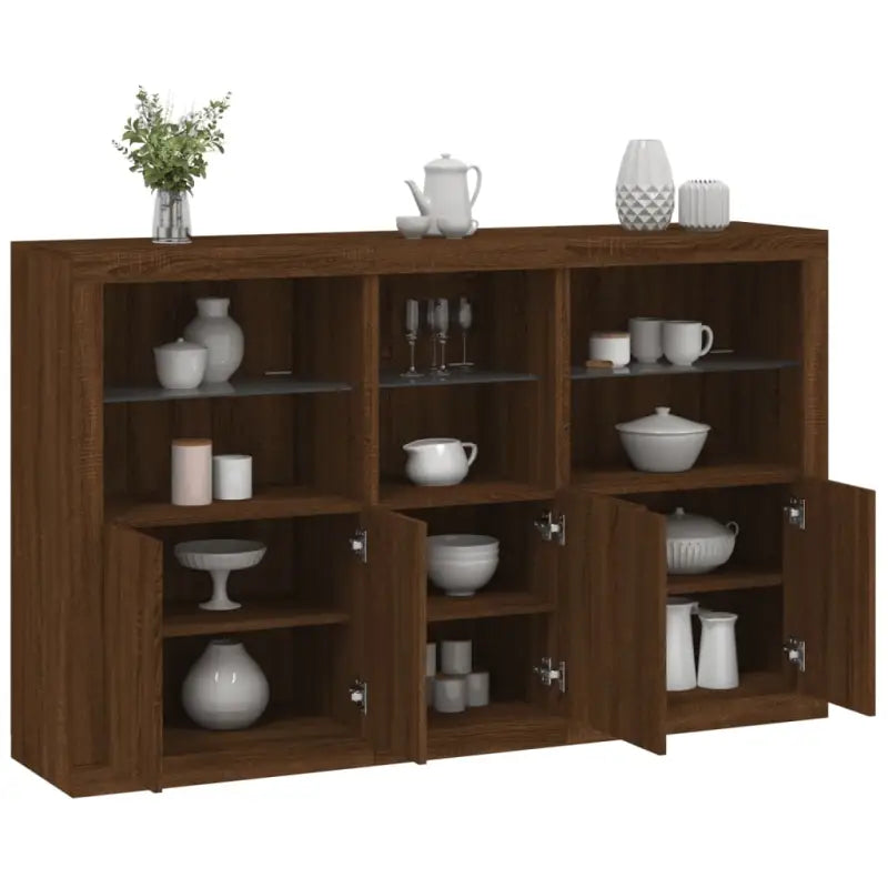 Moderne dressoir met rgb led-verlichting en duurzaam bewerkt hout - bruin eikenkleur / 1 - Dressoirs & buffetkasten