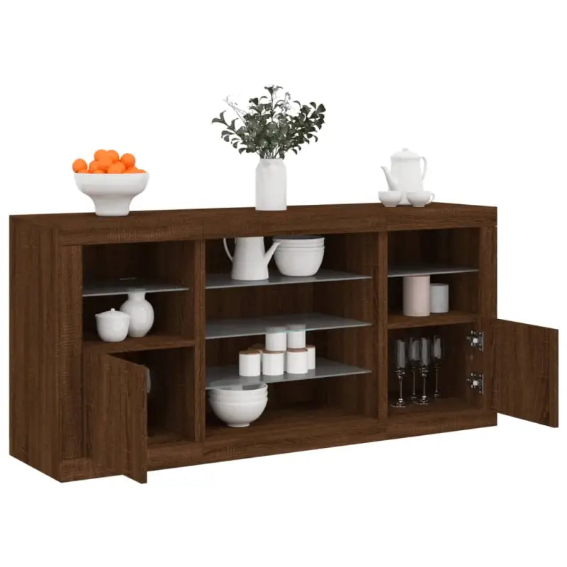 Moderne dressoir met rgb led-verlichting en duurzaam bewerkt hout - bruin eikenkleur / 1 - Dressoirs & buffetkasten