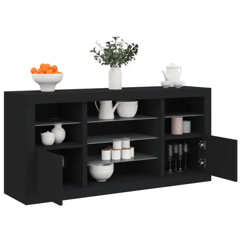 Moderne dressoir met rgb led-verlichting en duurzaam bewerkt hout - Zwart / 1 - Dressoirs & buffetkasten