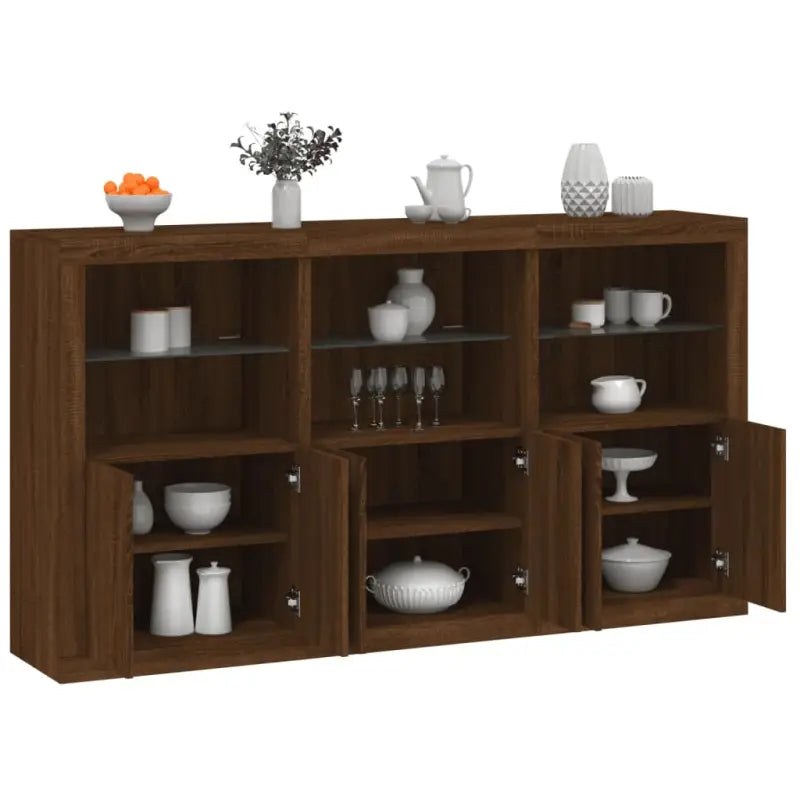 Moderne dressoir met rgb led-verlichting en duurzaam bewerkt hout - bruin eikenkleur / 1 - Dressoirs & buffetkasten