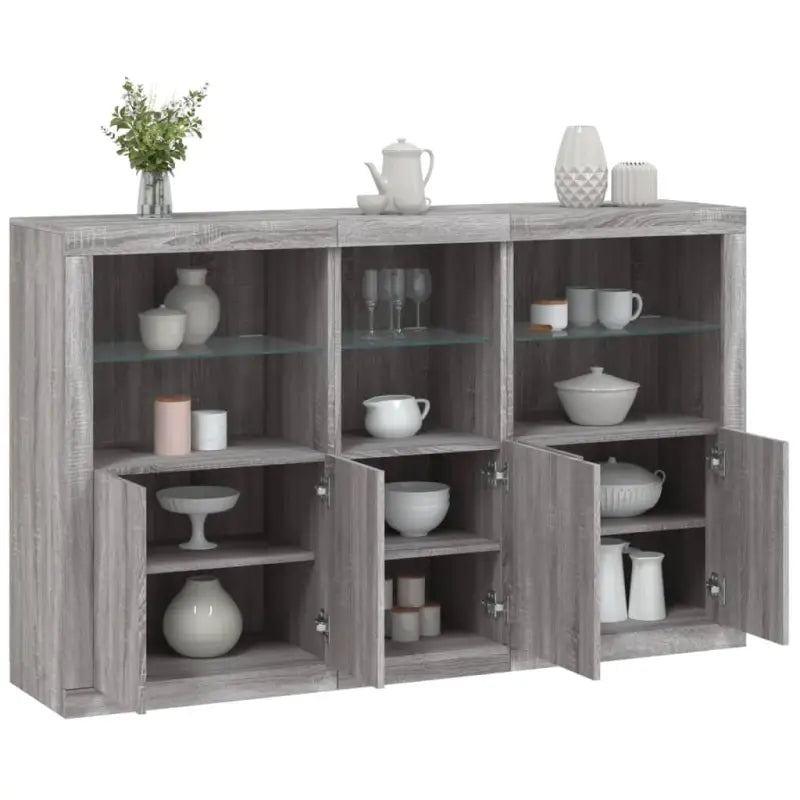 Moderne dressoir met rgb led-verlichting en duurzaam bewerkt hout - Grijs sonoma / 1 - Dressoirs & buffetkasten