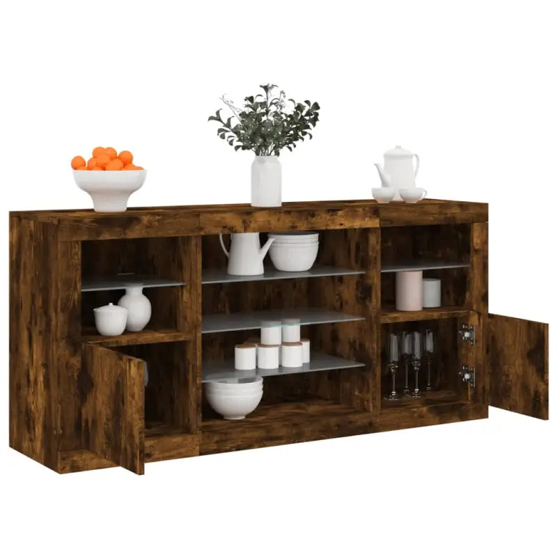 Moderne dressoir met rgb led-verlichting en duurzaam bewerkt hout - Gerookt eiken / 1 - Dressoirs & buffetkasten