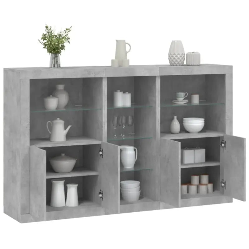 Moderne dressoir met rgb led-verlichting en duurzaam bewerkt hout - Betongrijs / 1 - Dressoirs & buffetkasten