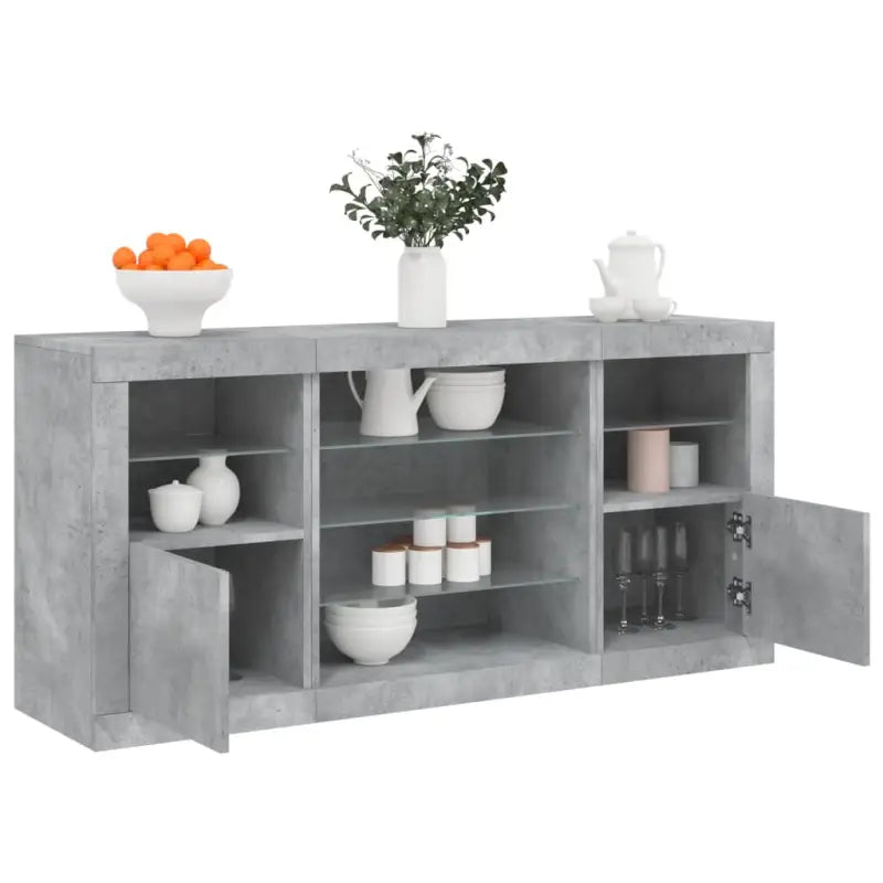 Moderne dressoir met rgb led-verlichting en duurzaam bewerkt hout - Betongrijs / 1 - Dressoirs & buffetkasten
