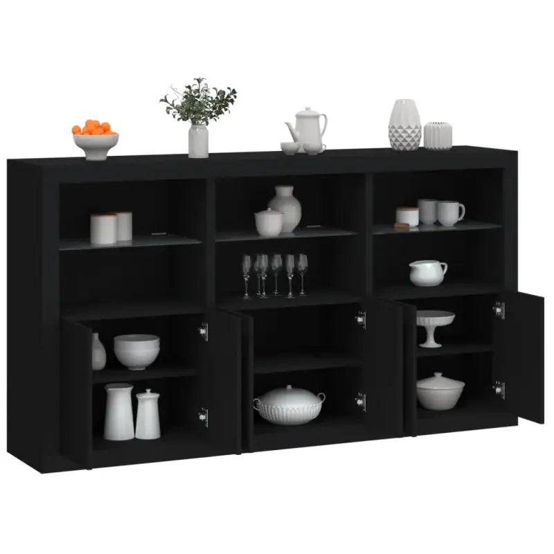 Moderne dressoir met rgb led-verlichting en duurzaam bewerkt hout - Zwart / 1 - Dressoirs & buffetkasten