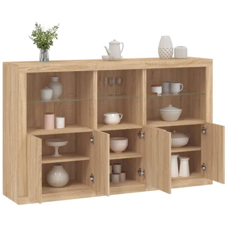 Moderne dressoir met rgb led-verlichting en duurzaam bewerkt hout - Sonoma eiken / 1 - Dressoirs & buffetkasten