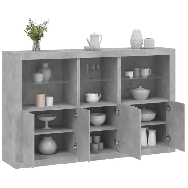 Moderne dressoir met rgb led-verlichting en duurzaam bewerkt hout - Betongrijs / 1 - Dressoirs & buffetkasten